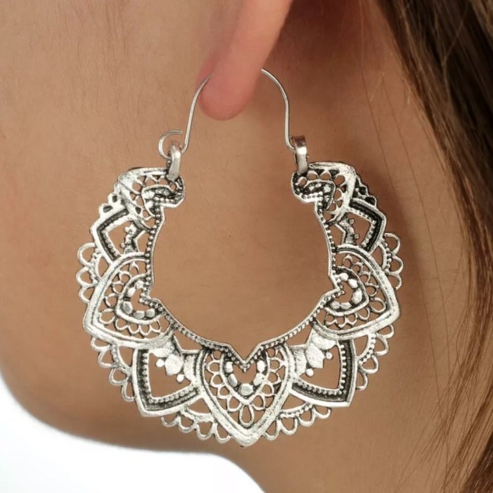 Vintage Antique Silver Dangle Earrings